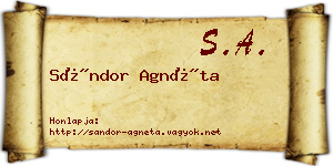 Sándor Agnéta névjegykártya